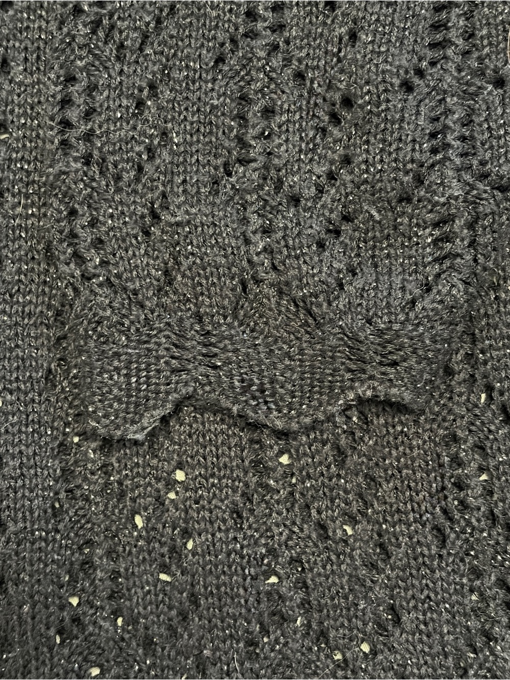Vintage Trimmings Black Metallic Crochet Open Knit Tunic Dress Lurex Scalloped - Picture 7 of 9